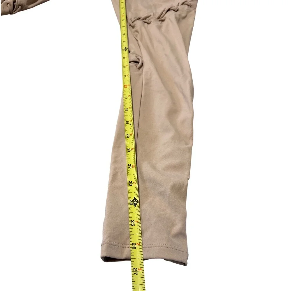 Carbon38 Women Tan Lace Up High Rise Leggings Size M Polyamide Blend Activewear - Picture 2 of 9